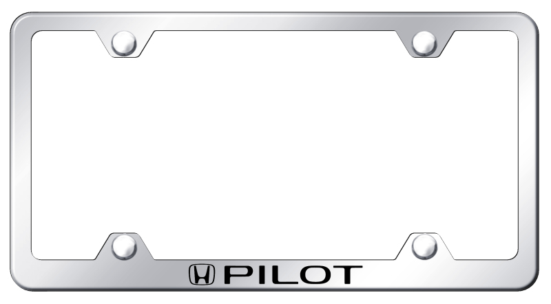 Honda Pilot Laser Etched Stainless Steel Wide License Plate Frame - Finish:Mirror