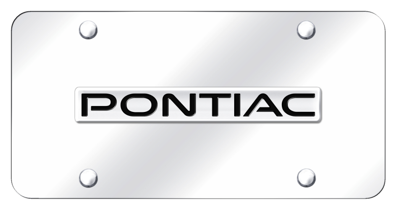 Pontiac Name License Plate - Chrome on Mirrored