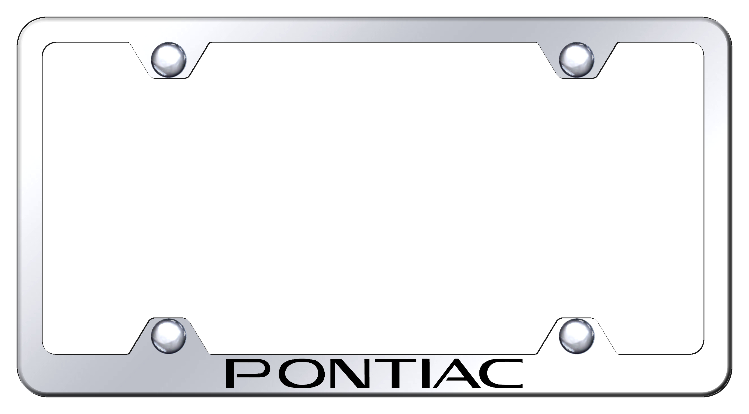 Pontiac Laser Etched Stainless Steel Wide License Plate Frame - Finish:Mirror