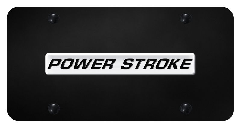 Powerstroke Name License Plate - Chrome on Black