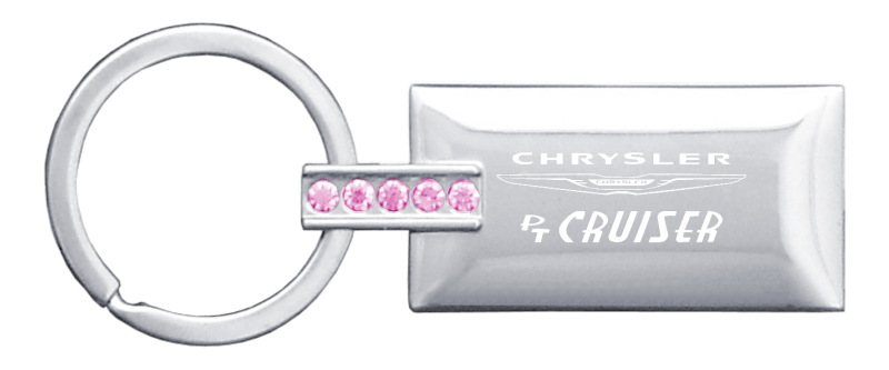PT Cruiser Jeweled Rectangular Key Fob - Pink
