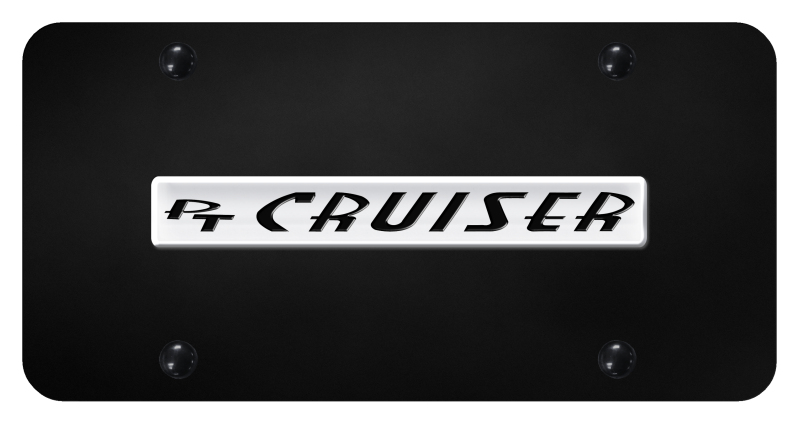 PT Cruiser Name License Plate - Chrome on Black