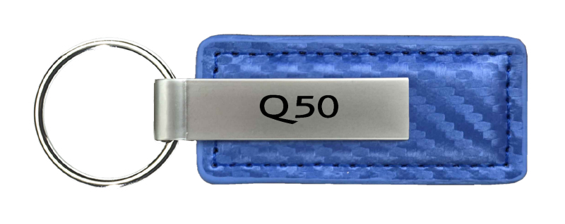 Q50 Carbon Fiber Leather Key Fob - Blue
