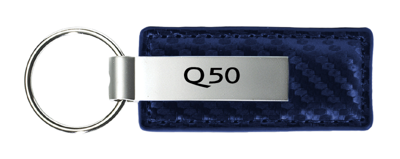 Q50 Carbon Fiber Leather Key Fob - Navy