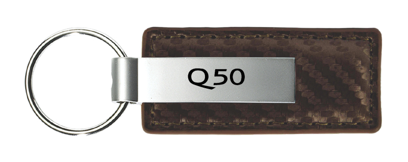Q50 Carbon Fiber Leather Key Fob - Taupe