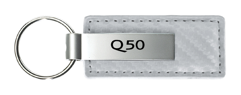Q50 Carbon Fiber Leather Key Fob - White