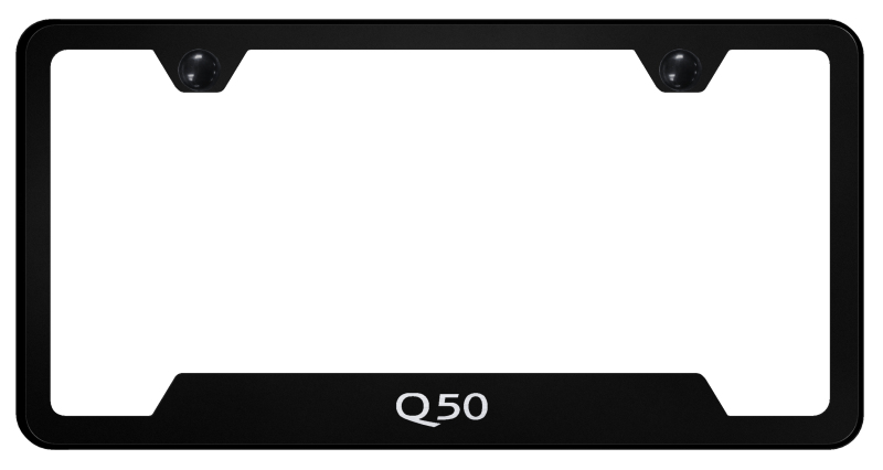 Infiniti Q50 Laser Etched Stainless Steel Cut-Out License Plate Frame - Finish:Black