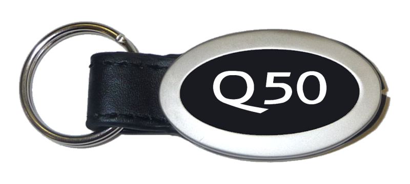 Q50 Oval Leather Key Fob - Black