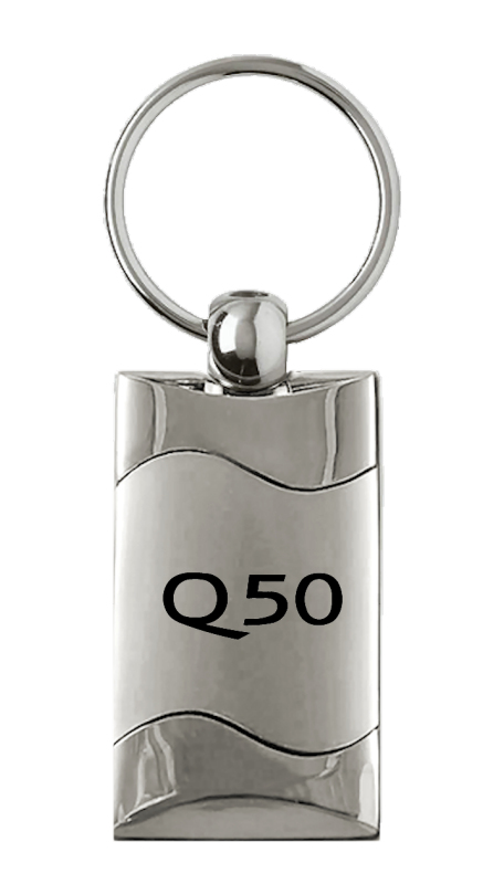 Q50 Rectangular Wave Key Fob - Silver