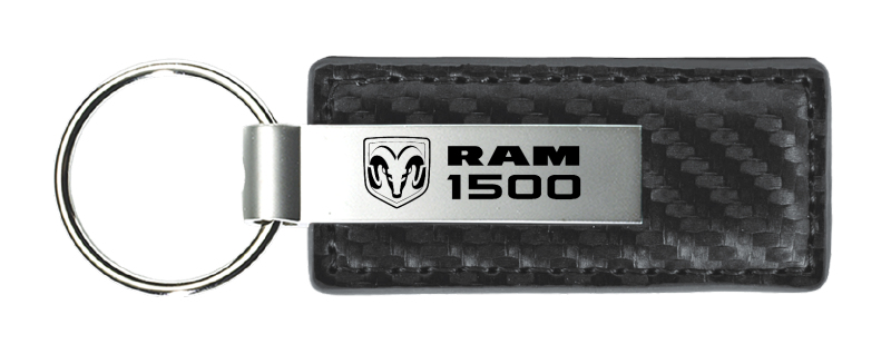 Ram 1500 Carbon Fiber Leather Key Fob - Gun Metal