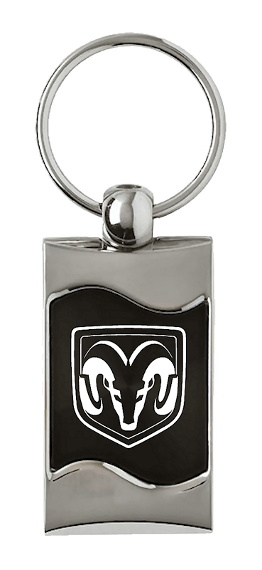 Ram Head Rectangular Wave Key Fob - Black