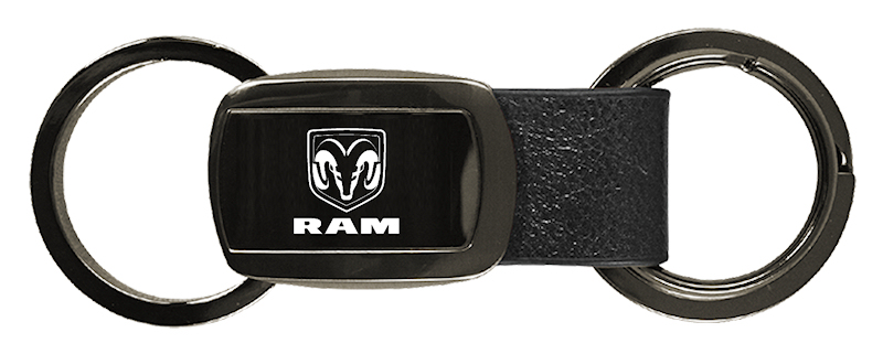 Ram Leather Tri-Ring Key Fob - Gun Metal