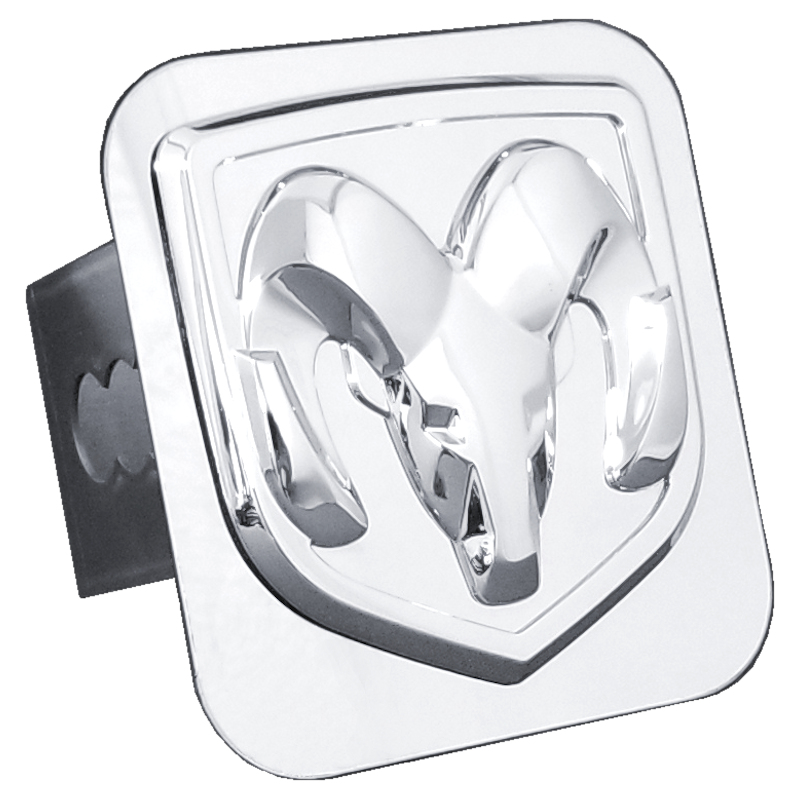 Ram (No Fill) Class III Hitch Plug - Chrome on Mirrored