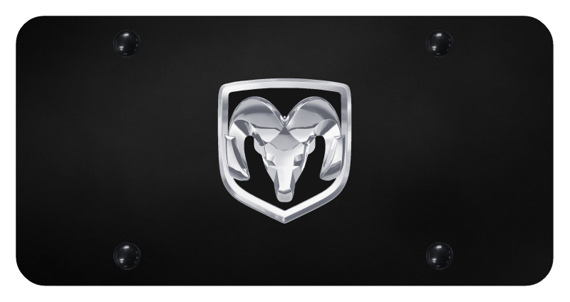 Ram OEM License Plate - Chrome on Black