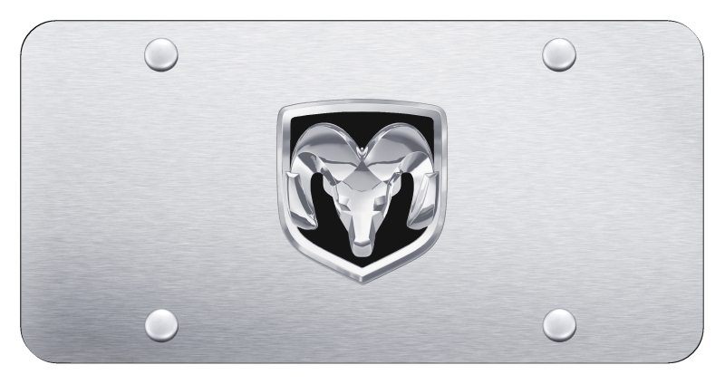 Ram OEM License Plate - Chrome on Brushed