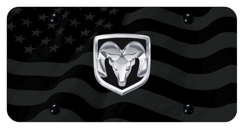 Ram OEM License Plate - UV Subdued Wave Flag
