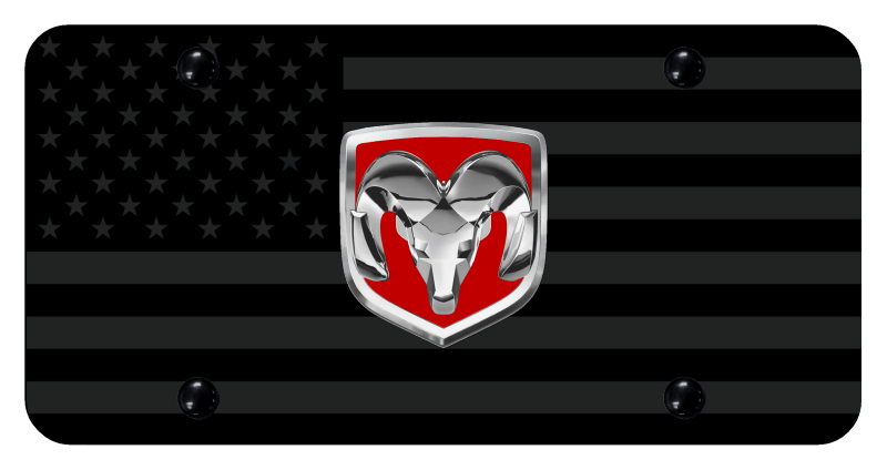 Ram OEM Red License Plate - UV Subdued Flag