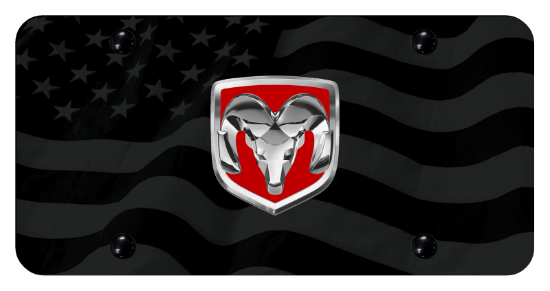Ram OEM Red License Plate - UV Subdued Wave Flag