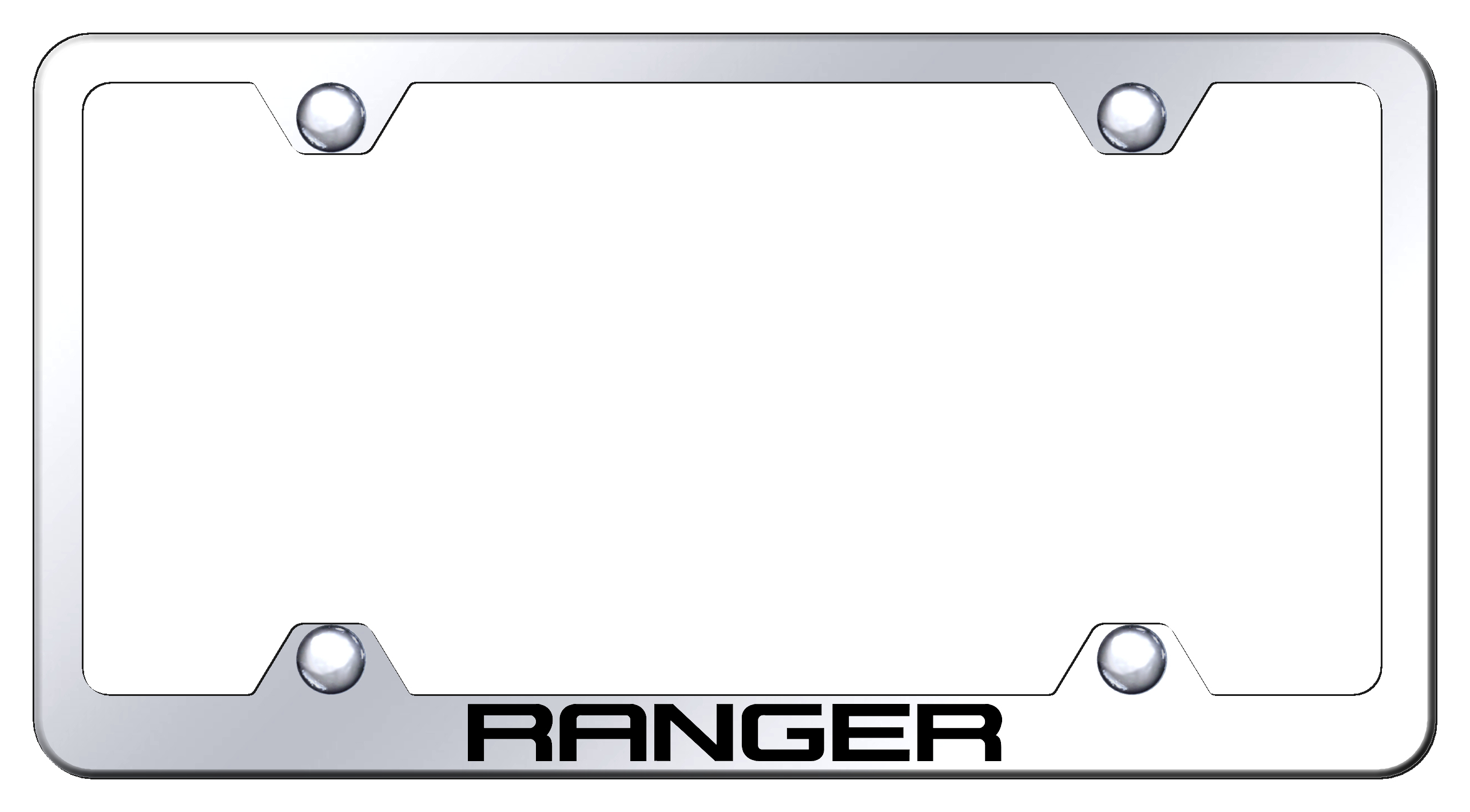 Ford Ranger Laser Etched Stainless Steel Wide License Plate Frame - Finish:Mirror