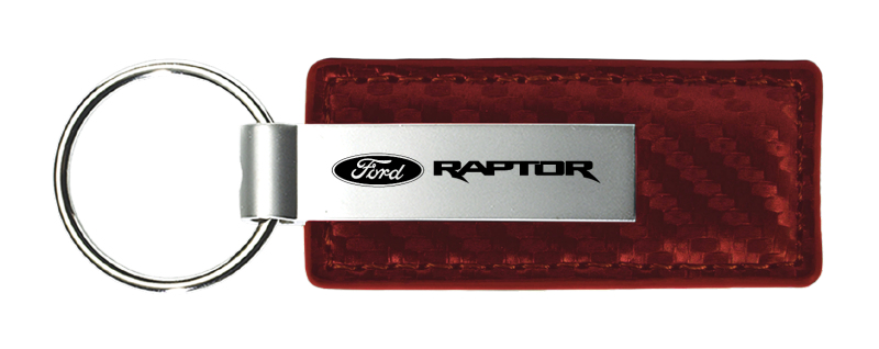 Raptor Carbon Fiber Leather Key Fob - Burgundy