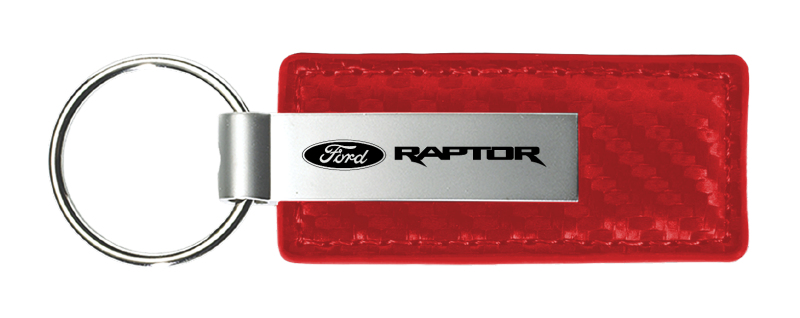 Raptor Carbon Fiber Leather Key Fob - Red