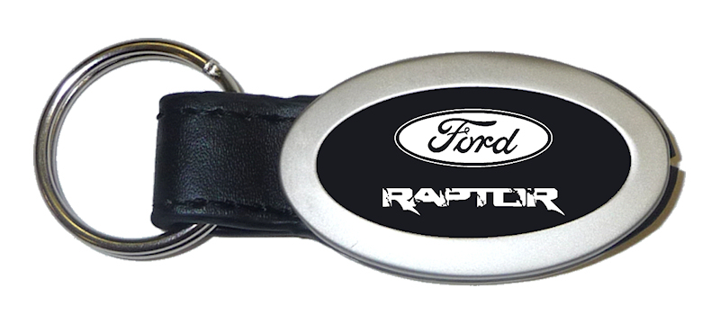 Raptor Oval Leather Key Fob - Black