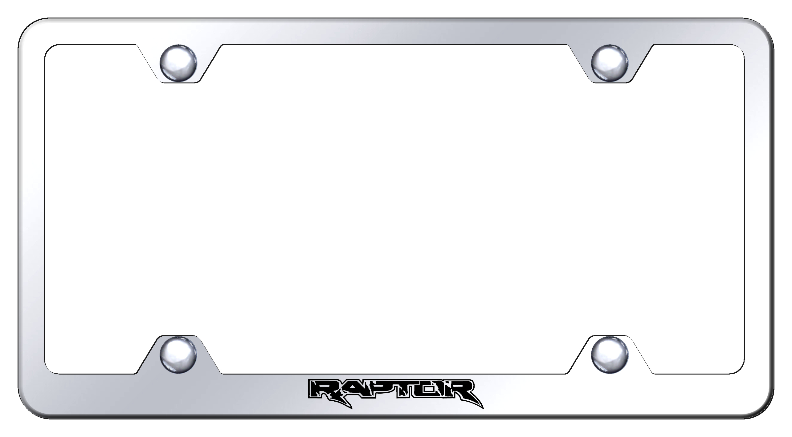 Ford Raptor Laser Etched Stainless Steel Wide License Plate Frame - Finish:Mirror