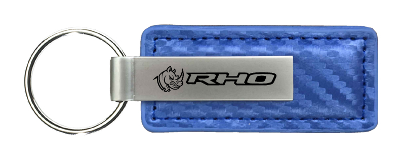 RHO Head Carbon Fiber Leather Key Fob - Blue