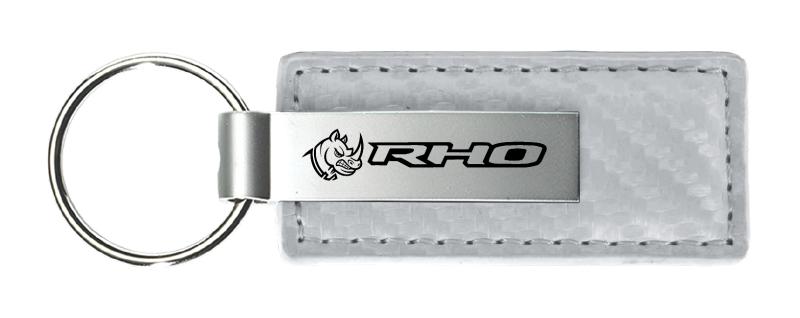 RHO Head Carbon Fiber Leather Key Fob - White