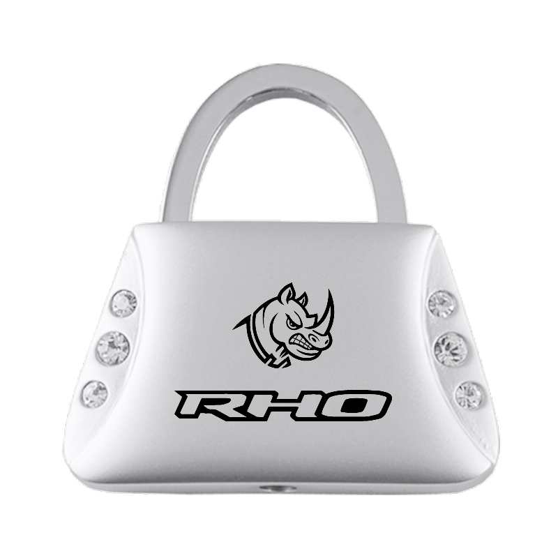 RHO Head Jeweled Purse Key Fob - Silver