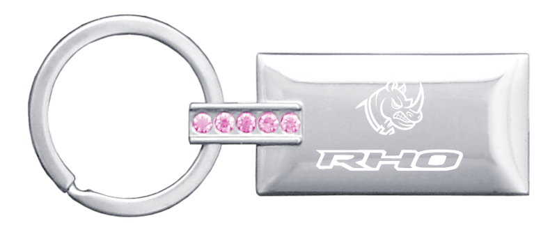 RHO Head Jeweled Rectangular Key Fob - Pink