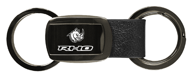 RHO Head Leather Tri-Ring Key Fob - Gun Metal