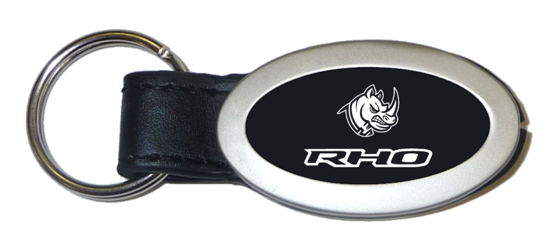 RHO Head Oval Leather Key Fob - Black