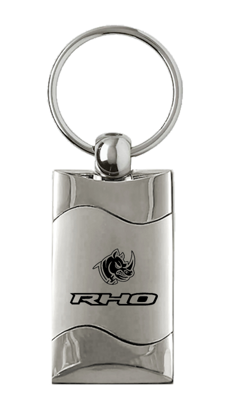 RHO Head Rectangular Wave Key Fob - Silver