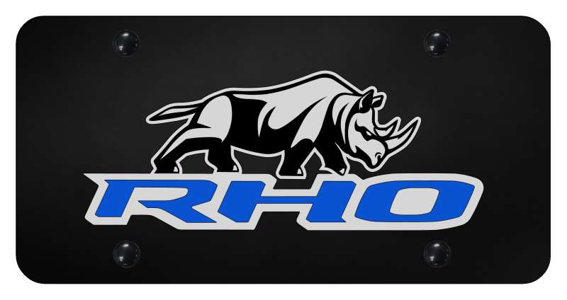 RHO Stacked Blue License Plate - UV Print on Black
