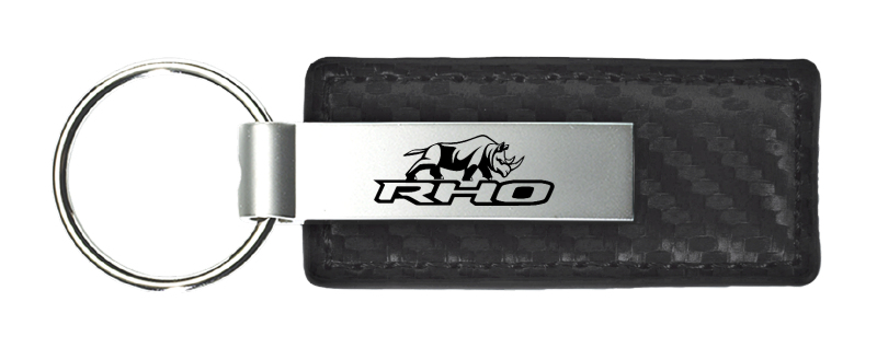 RHO Stacked Carbon Fiber Leather Key Fob - Black