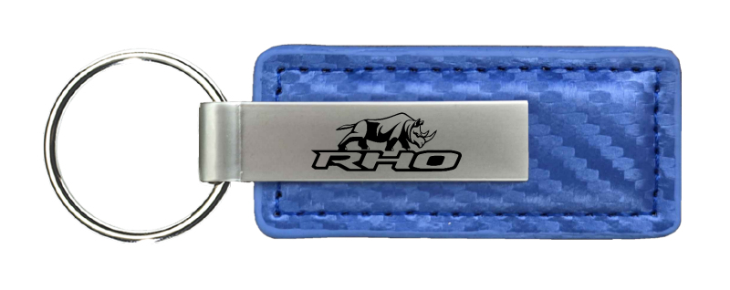 RHO Stacked Carbon Fiber Leather Key Fob - Blue