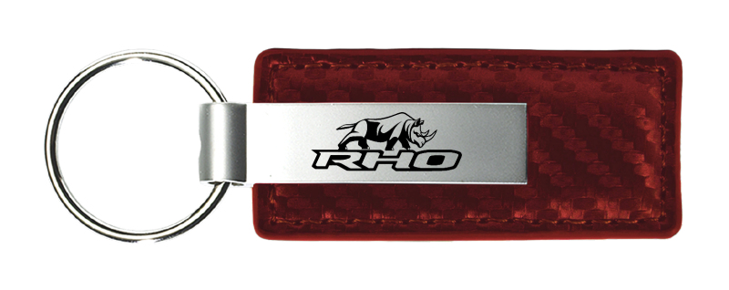 RHO Stacked Carbon Fiber Leather Key Fob - Burgundy