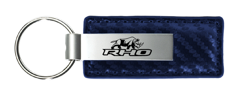 RHO Stacked Carbon Fiber Leather Key Fob - Navy
