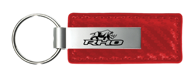 RHO Stacked Carbon Fiber Leather Key Fob - Red