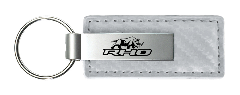 RHO Stacked Carbon Fiber Leather Key Fob - White
