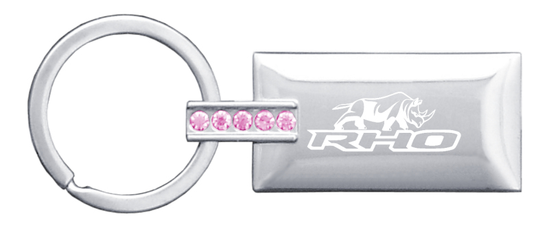 RHO Stacked Jeweled Rectangular Key Fob - Pink