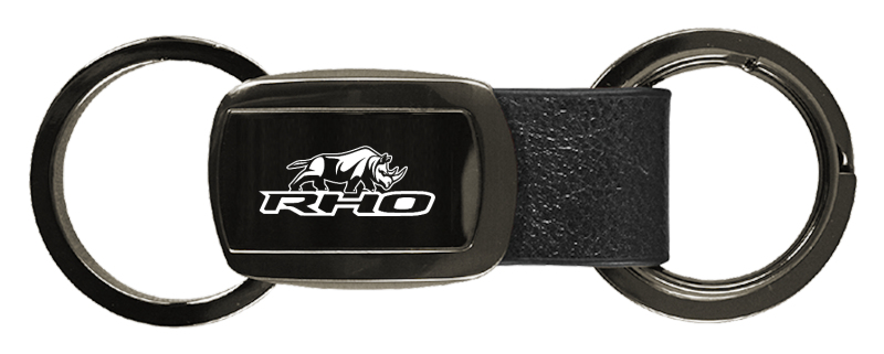 RHO Stacked Leather Tri-Ring Key Fob - Gun Metal