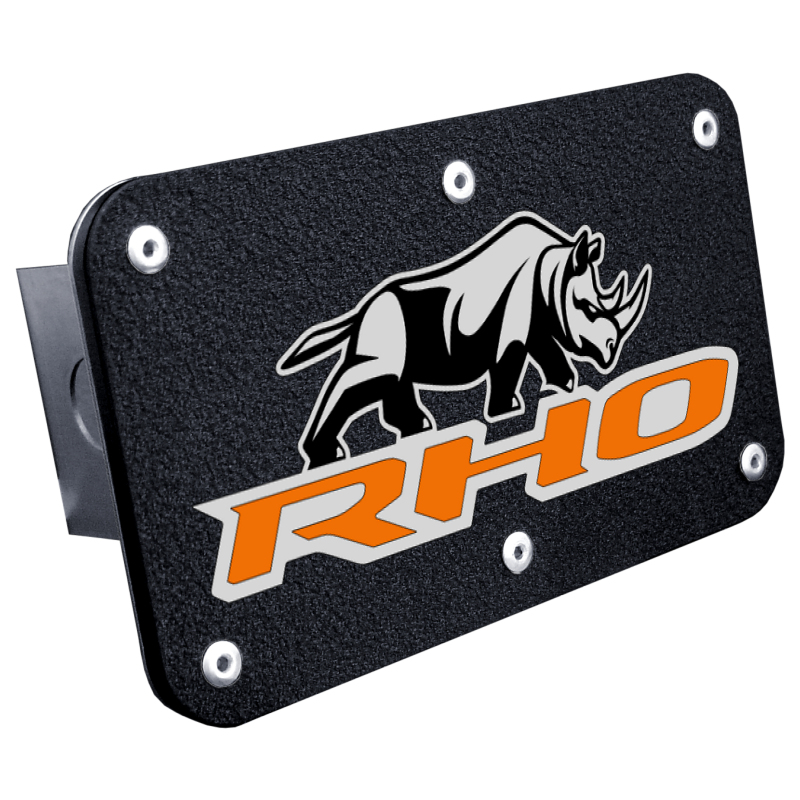 RHO Stacked Orange Class III Hitch Plug - UV on Rugged Black