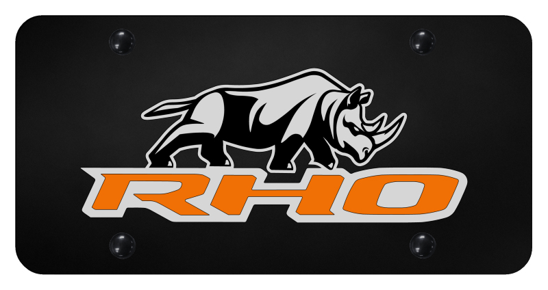 RHO Stacked Orange License Plate - UV Print on Black