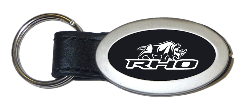 RHO Stacked Oval Leather Key Fob - Black