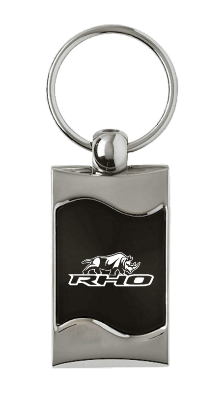 RHO Stacked Rectangular Wave Key Fob - Black