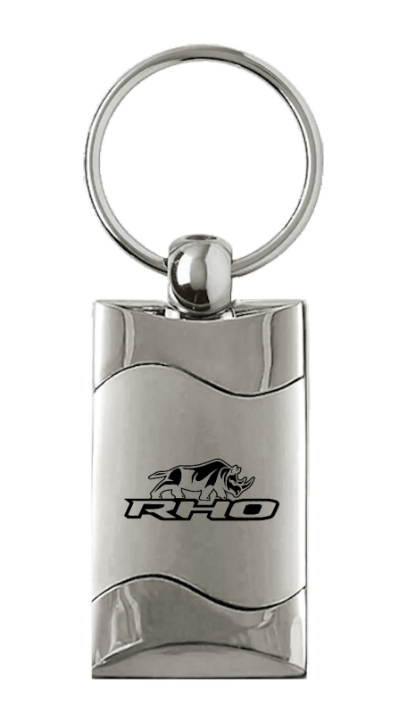 RHO Stacked Rectangular Wave Key Fob - Silver