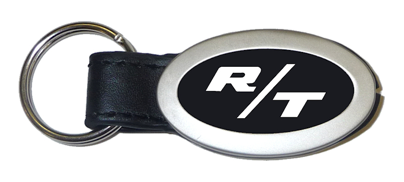 RT Oval Leather Key Fob - Black