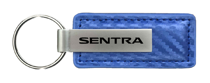 Sentra Carbon Fiber Leather Key Fob - Blue